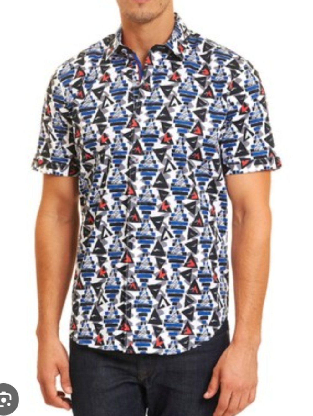 Robert Graham Cinder Cone Geometric Short Sleeve Button Down Tailored Fit